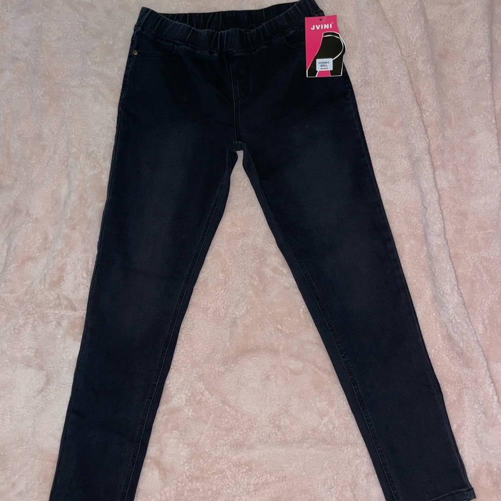 JVINI women’s size Large black denim jeggings NWT (new with tags)